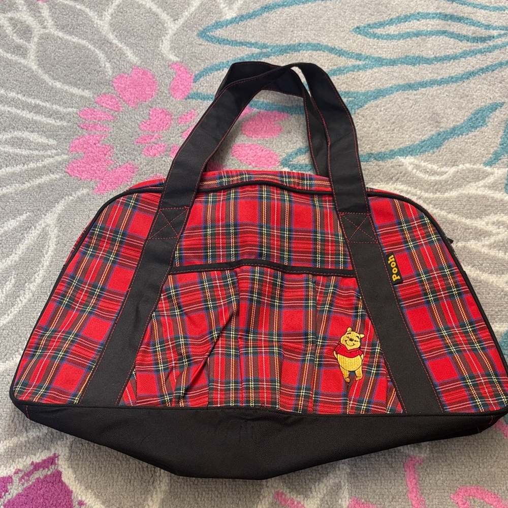 Vintage Disney Winnie the Pooh Plaid Overnight Bag